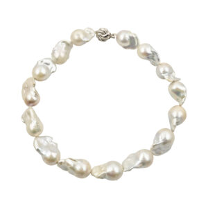 Silver Baroque pearls necklace
