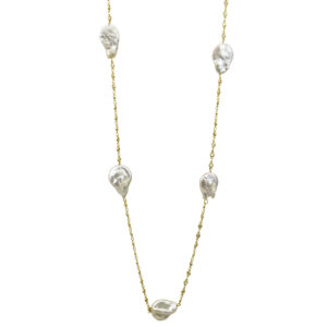Zirconia pearl chain necklace