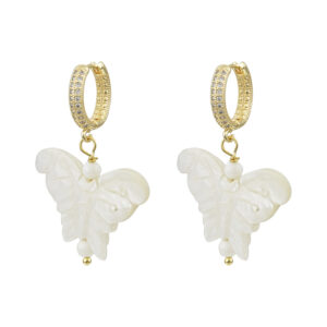 White butterfly earrings