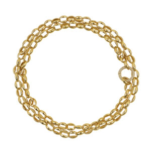 Gold zirconia hoop chain necklace