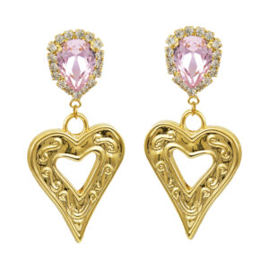 Pink Crystal heart earrings