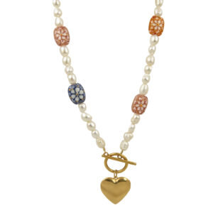 Gemma pearl heart necklace