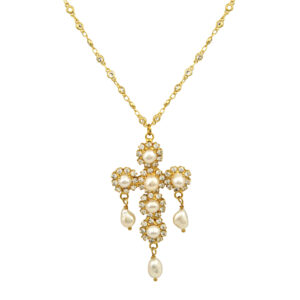 Zirconia Cross pearl necklace