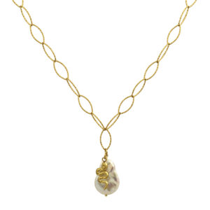 Golden chain pearl snake necklace