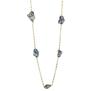 Grey baroque pearl zirconia necklace