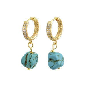 Turquoise zirconia mini hoops earrings
