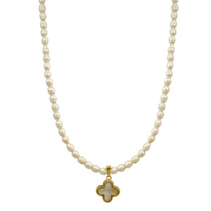 Mother of pearl cross necklace