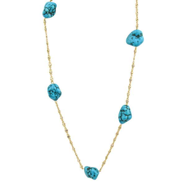 Zirconia golden chain 5 turquoise necklace