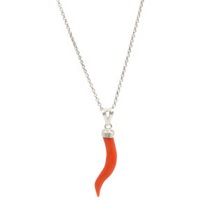Positano silver chain coral pendant
