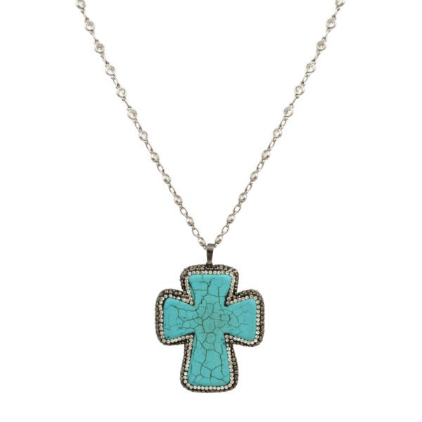 Turquoise gemstone cross necklace