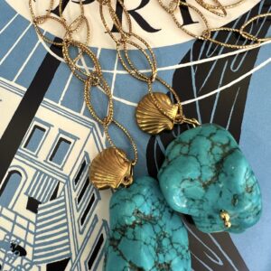 Turquoise Sirena golden chain necklace - Image 2