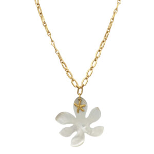 Leaf motherofpearl chain necklace