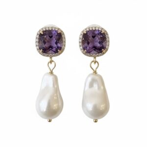 Amethyst pearl earrings