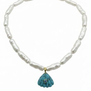 Amalfi freshwater pearl turquoise seashell necklace