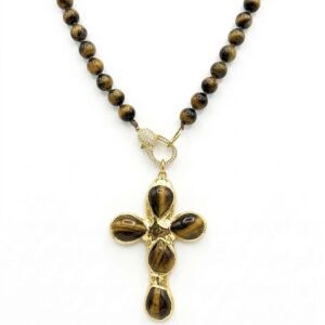 Monaco tigereye cross necklace
