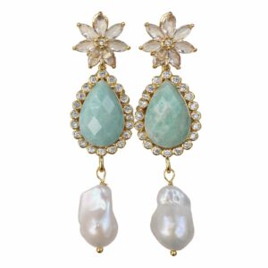 Amazonite Glow pearl earrings