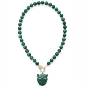 Green malachite panther necklace