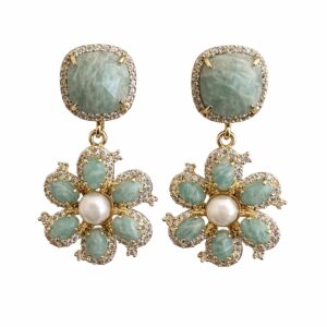 Amazonite Royale flower earrings