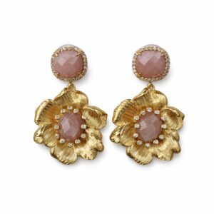 Blush flower golden earrings