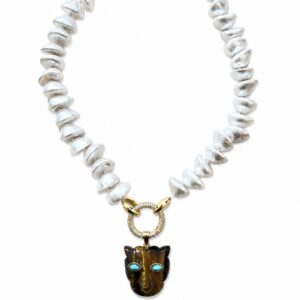 Tigereye panther pearl necklace