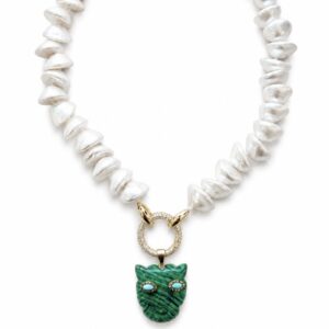 Malachite panther pearl necklace