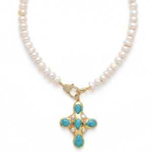 Cap Ferrat Turquoise cross necklace