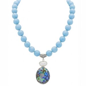 Sky Blue Jade Abalone necklace