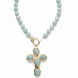 Monaco Amazonite cross necklace