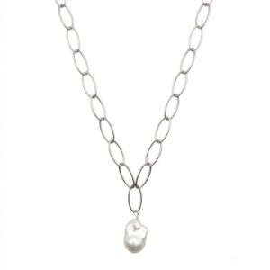 Argent pearl chain necklace